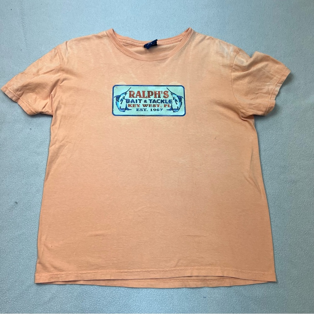 Polo Sport Ralph Lauren T-Shirt Mens Medium Orange Bait and Tackle Key West